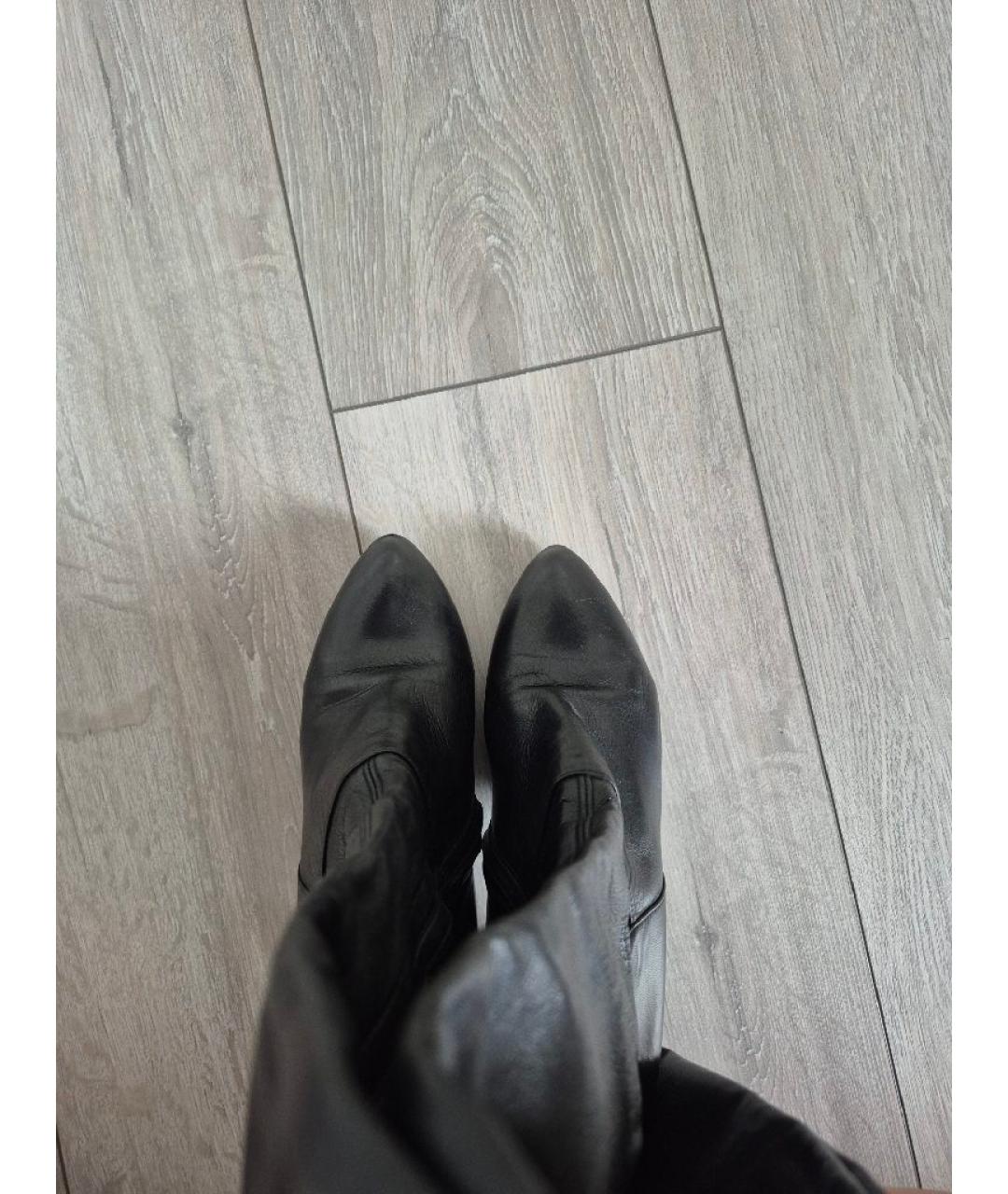 SAINT LAURENT Черные кожаные ботфорты, фото 3