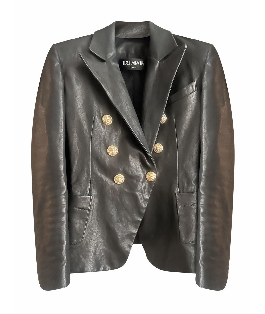 BALMAIN Черный кожаный жакет/пиджак, фото 1
