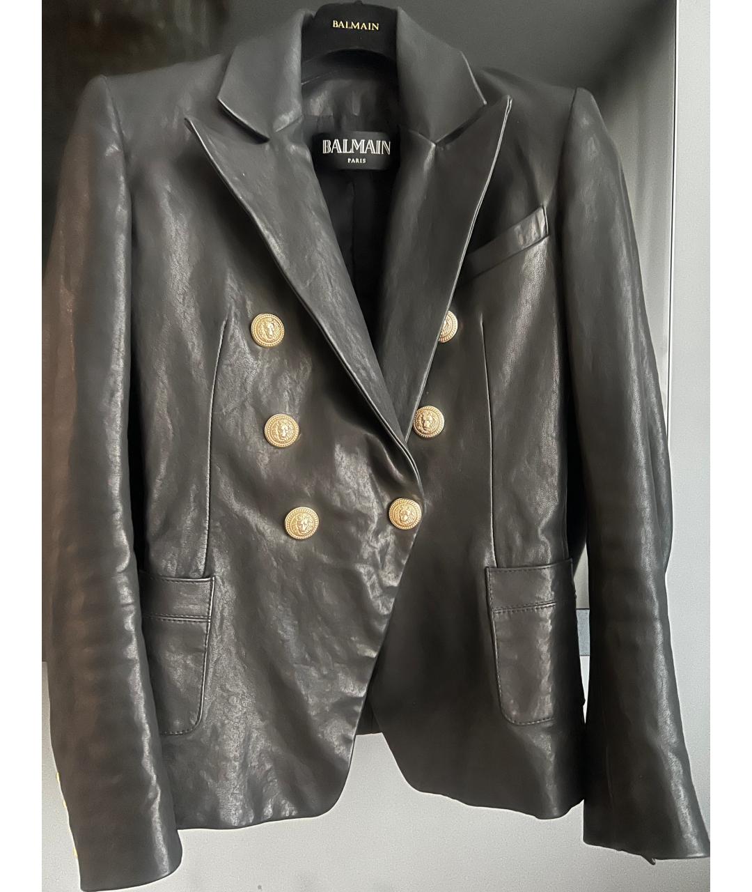 BALMAIN Черный кожаный жакет/пиджак, фото 4