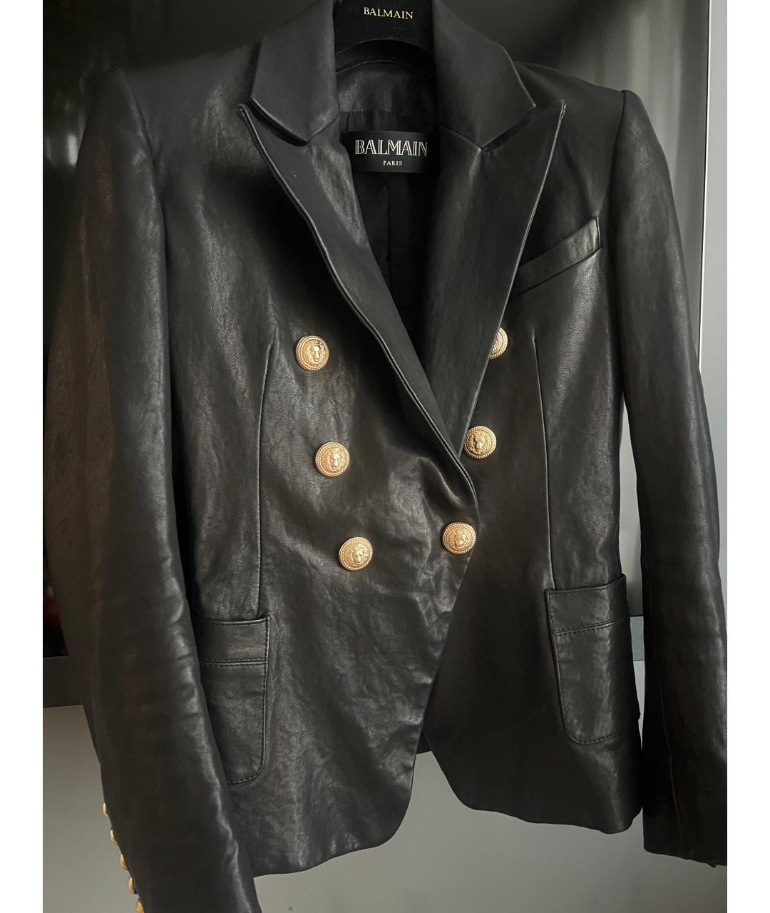 BALMAIN Черный кожаный жакет/пиджак, фото 3