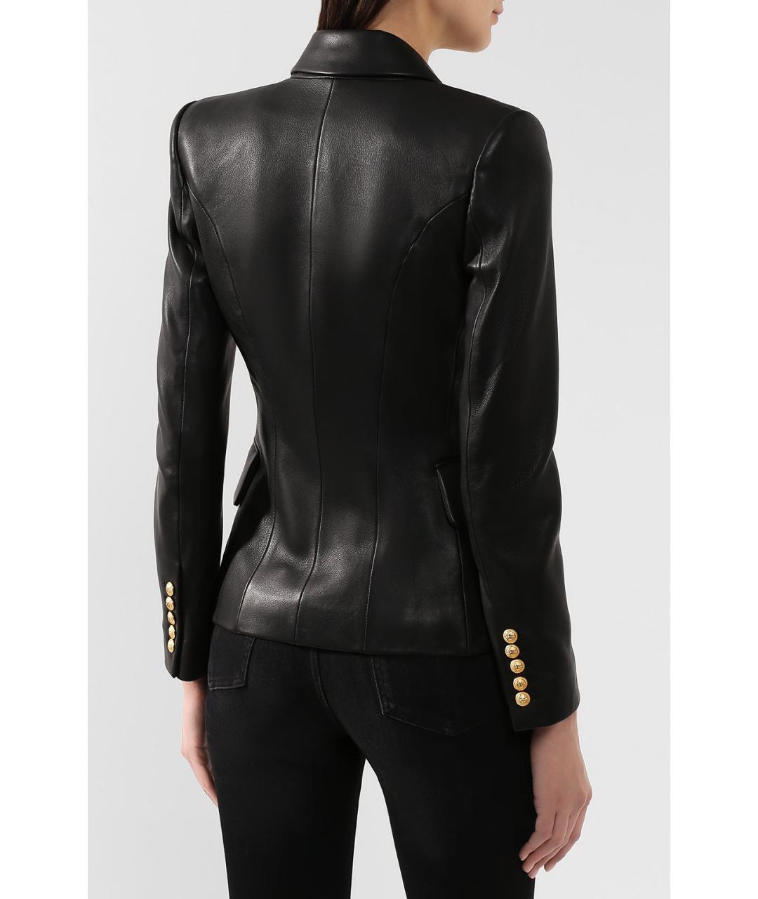 BALMAIN Черный кожаный жакет/пиджак, фото 2