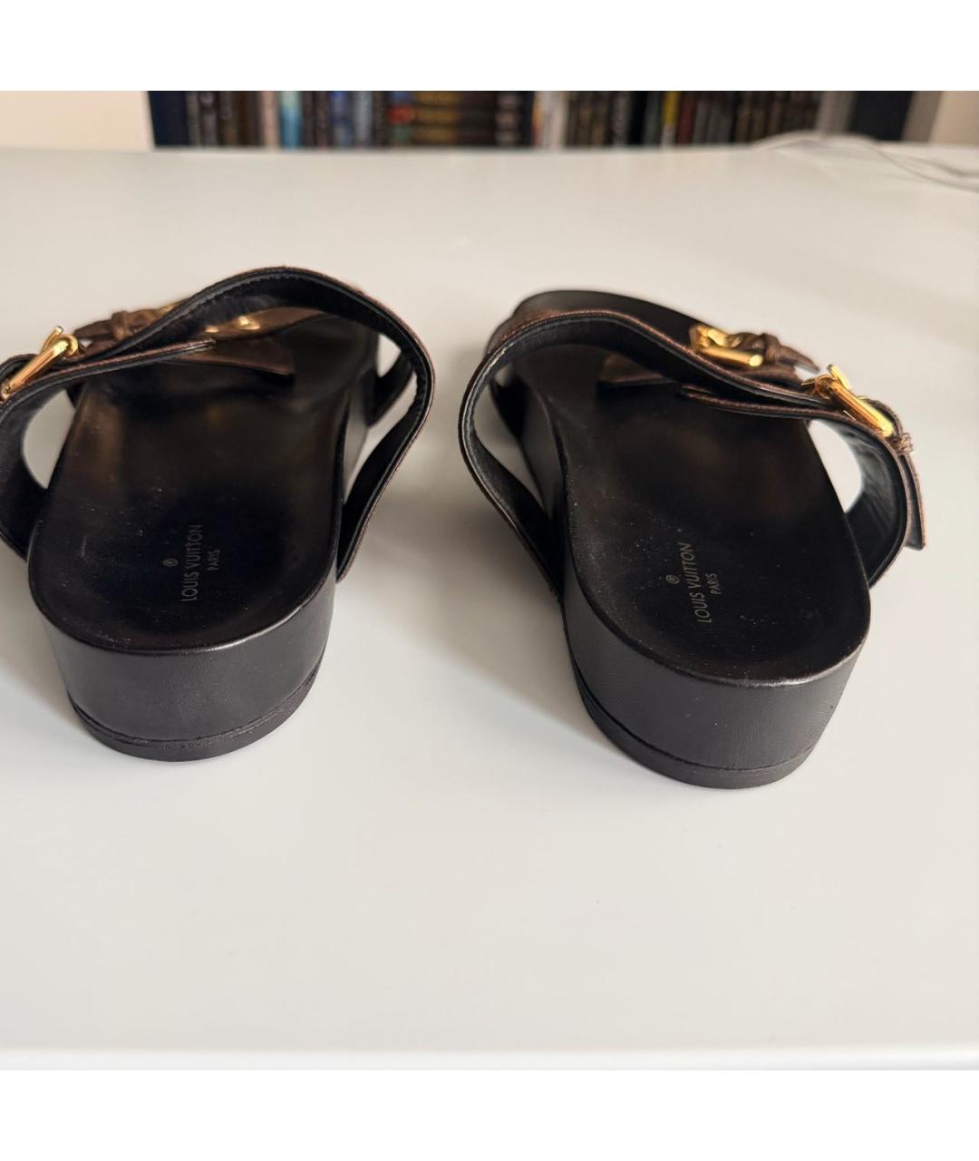 LOUIS VUITTON Коричневые шлепанцы, фото 4