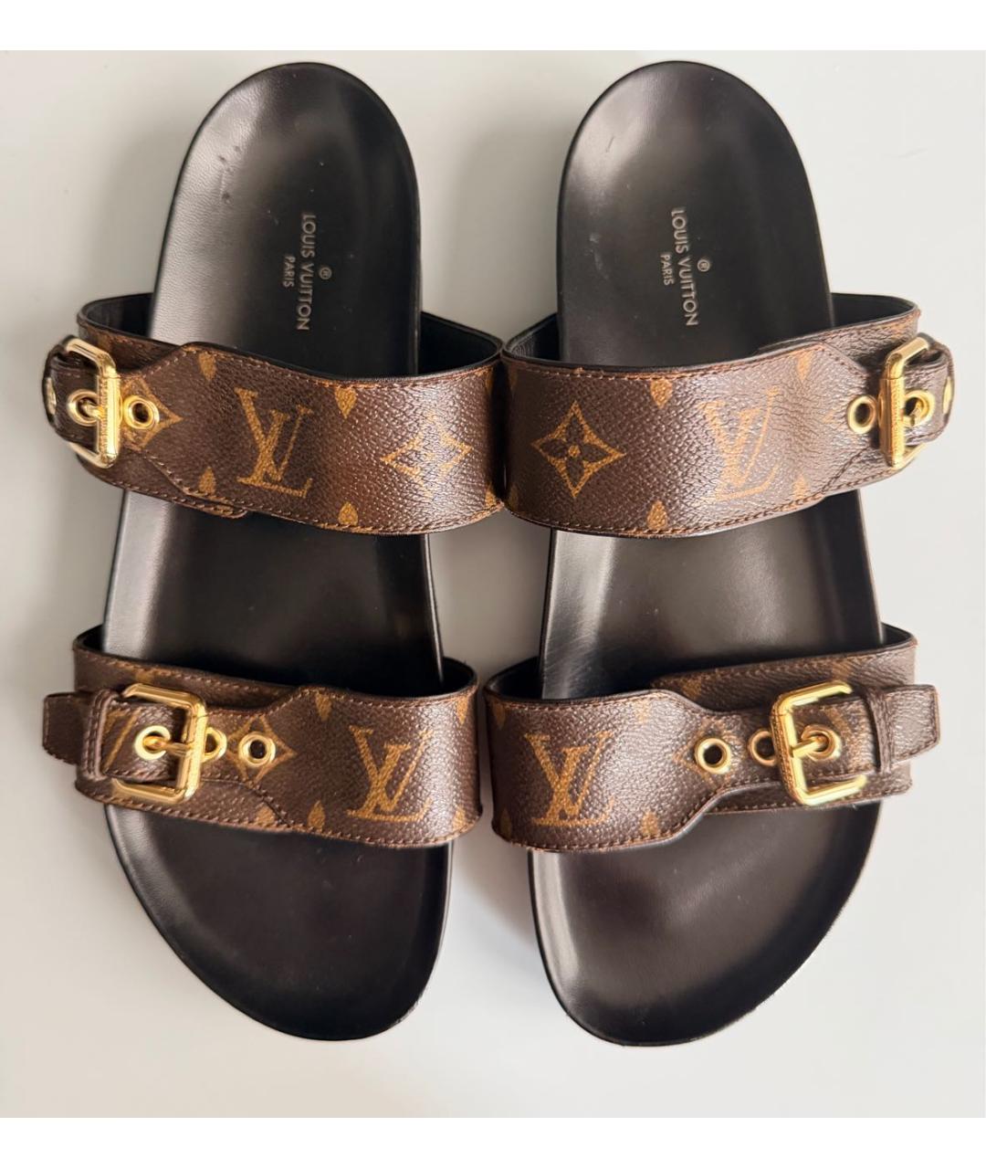 LOUIS VUITTON Коричневые шлепанцы, фото 2