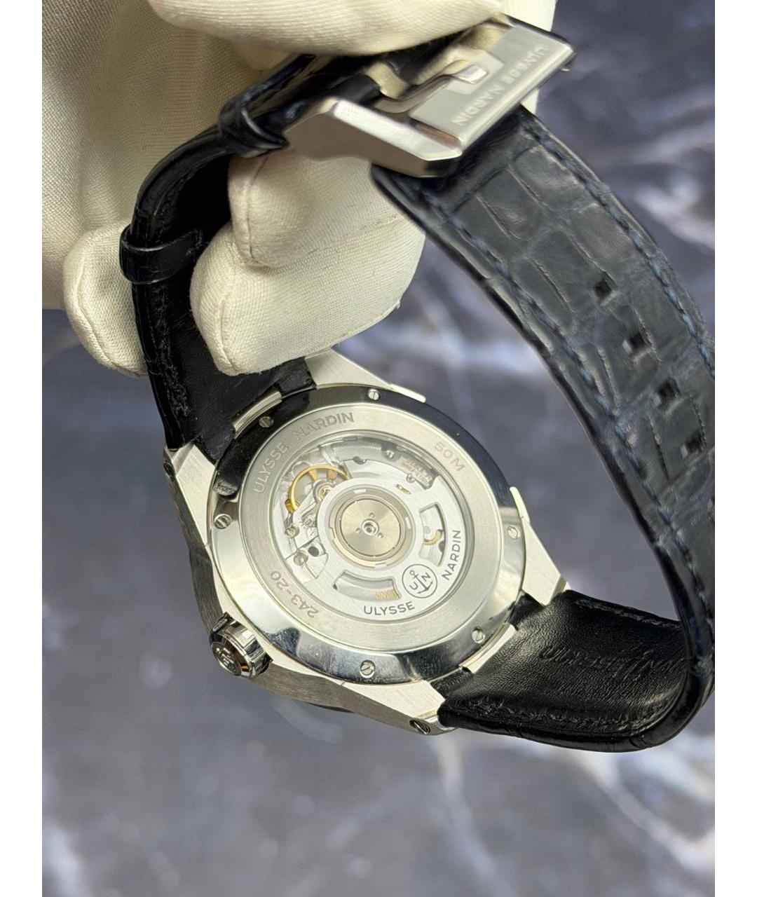 Ulysse Nardin Темно-синие стальные часы, фото 4