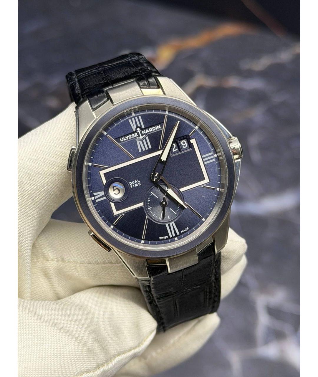 Ulysse Nardin Темно-синие стальные часы, фото 2