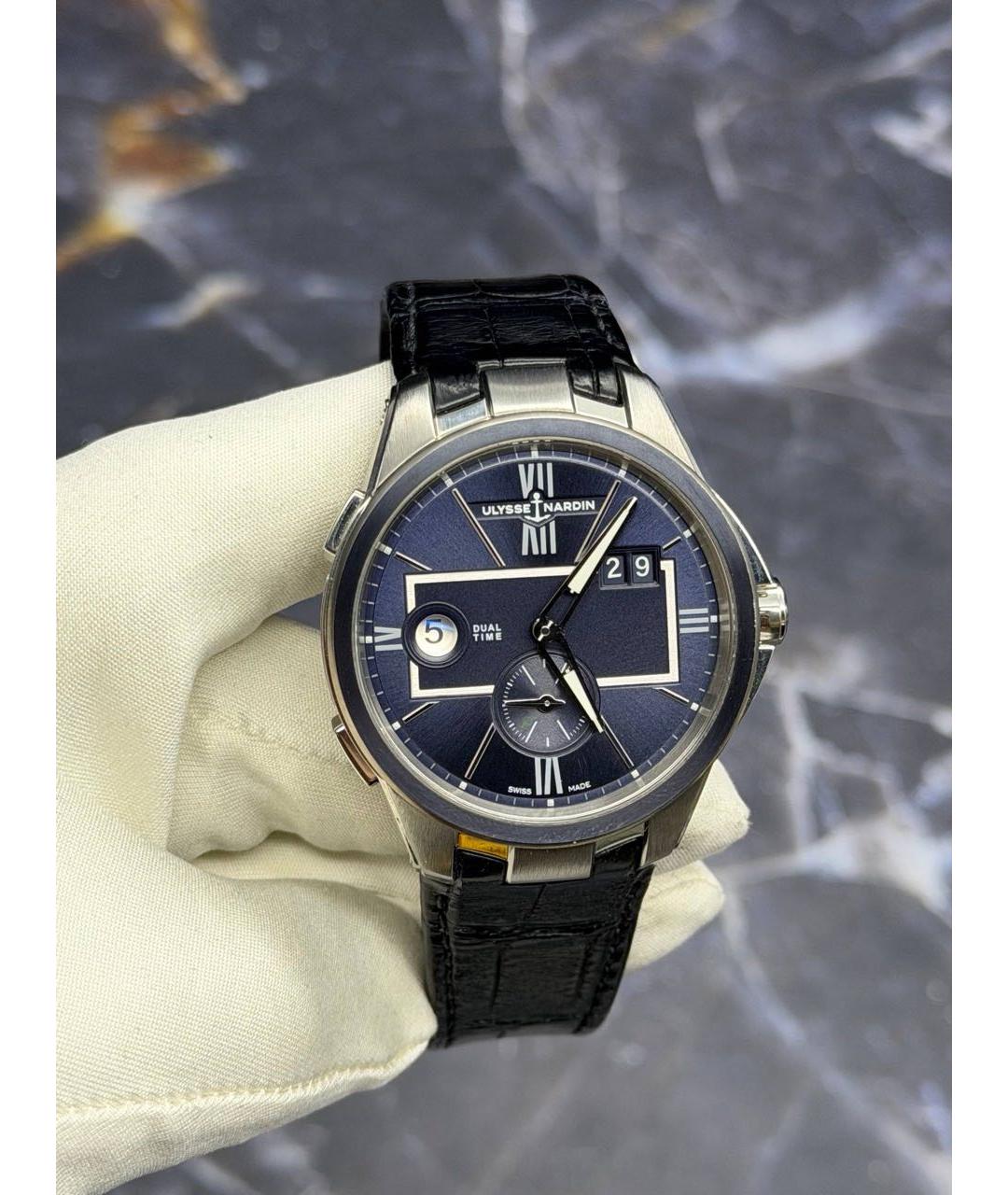 Ulysse Nardin Темно-синие стальные часы, фото 8