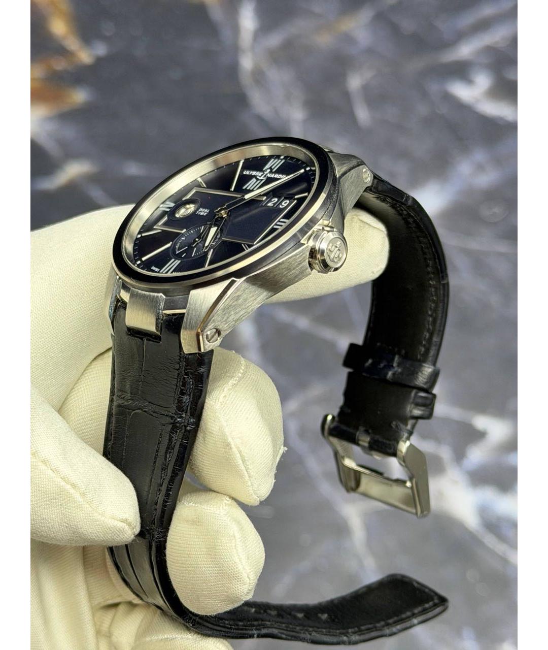 Ulysse Nardin Темно-синие стальные часы, фото 6