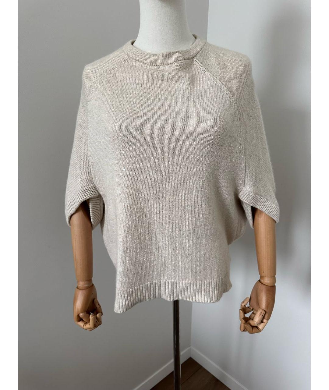 BRUNELLO CUCINELLI Бежевый кашемировый джемпер / свитер, фото 8