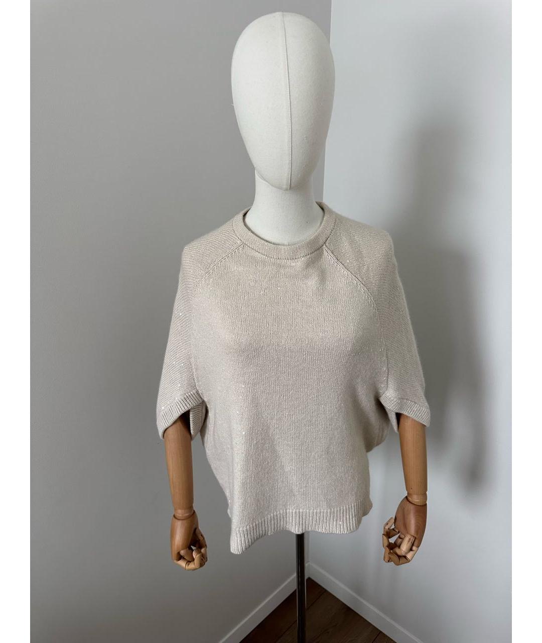 BRUNELLO CUCINELLI Бежевый кашемировый джемпер / свитер, фото 3