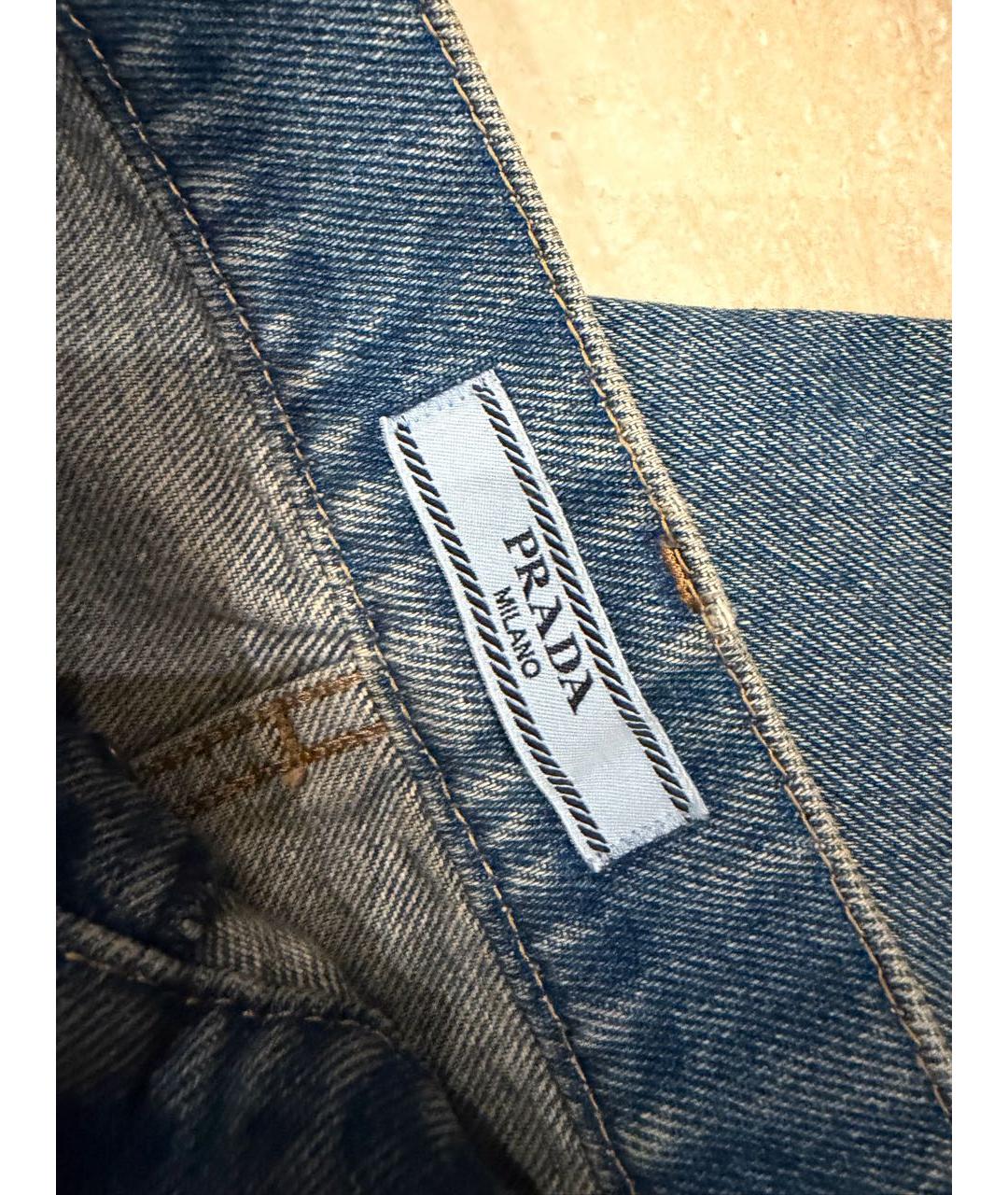 PRADA Синие хлопковые прямые джинсы, фото 4