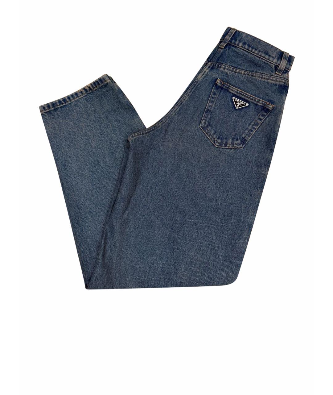 PRADA Синие хлопковые прямые джинсы, фото 2