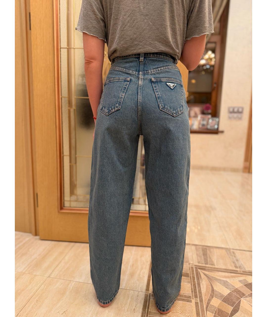 PRADA Синие хлопковые прямые джинсы, фото 3