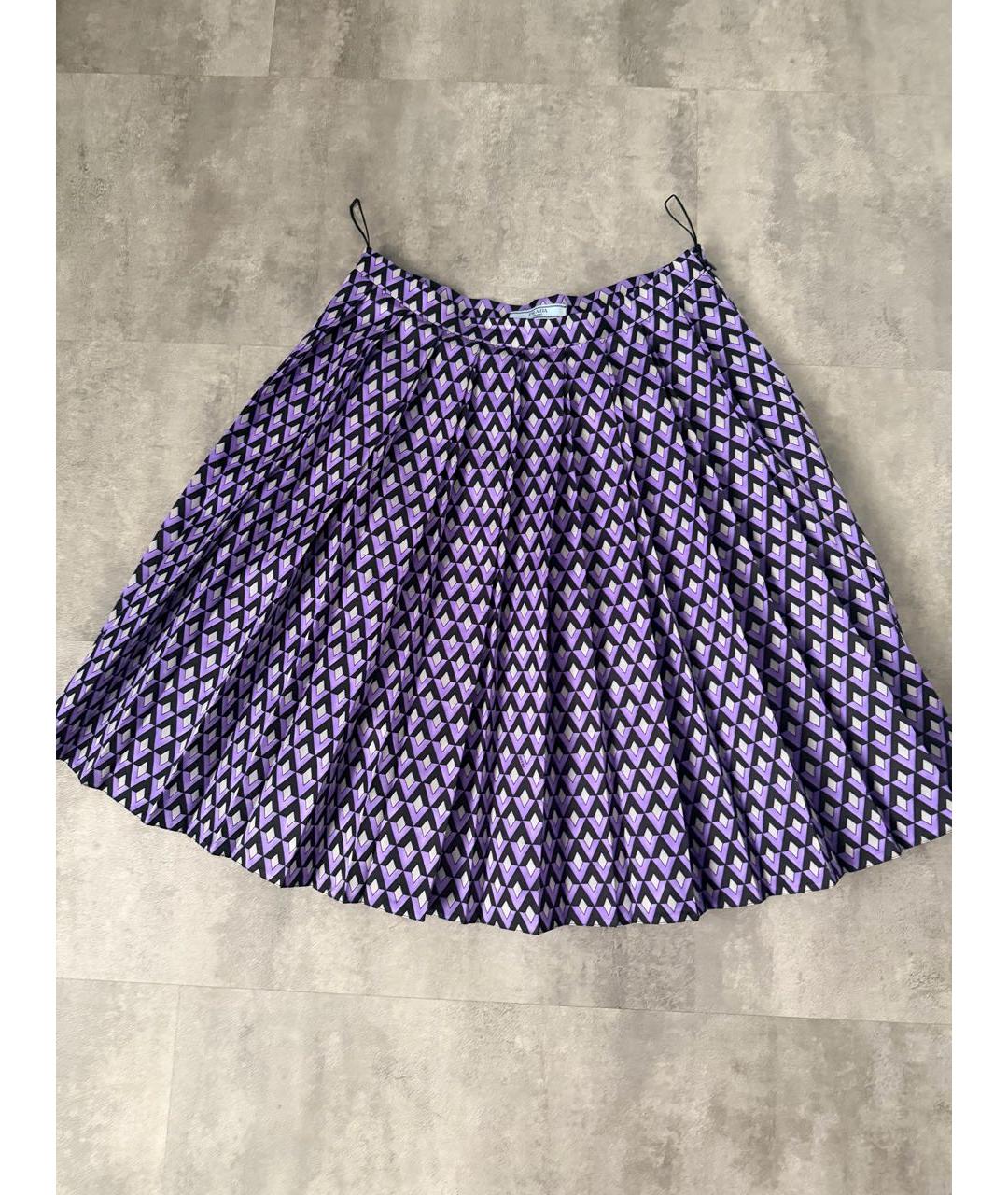 PRADA Фиолетовая шелковая юбка миди, фото 5