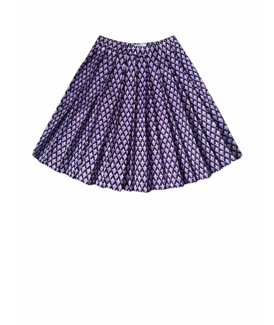 PRADA Фиолетовая шелковая юбка миди, фото 1