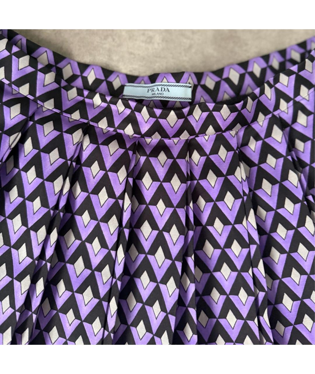 PRADA Фиолетовая шелковая юбка миди, фото 3