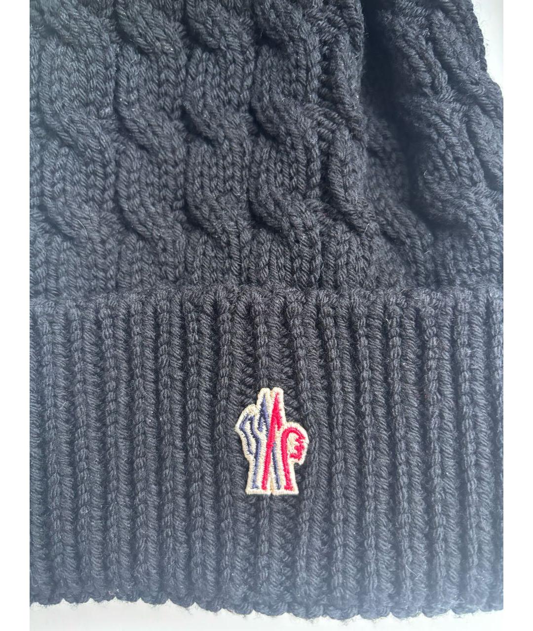 MONCLER Черная шерстяная шапка, фото 7
