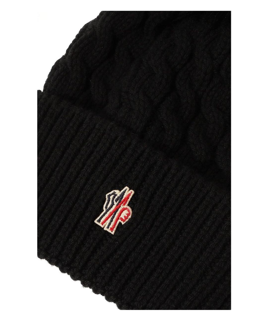 MONCLER Черная шерстяная шапка, фото 3