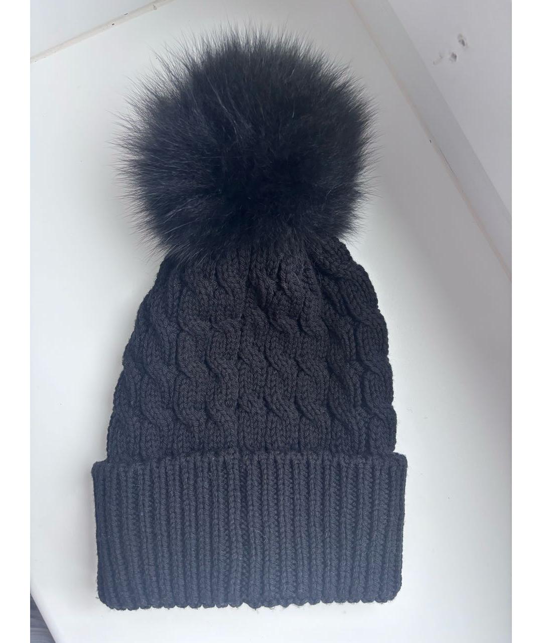 MONCLER Черная шерстяная шапка, фото 2