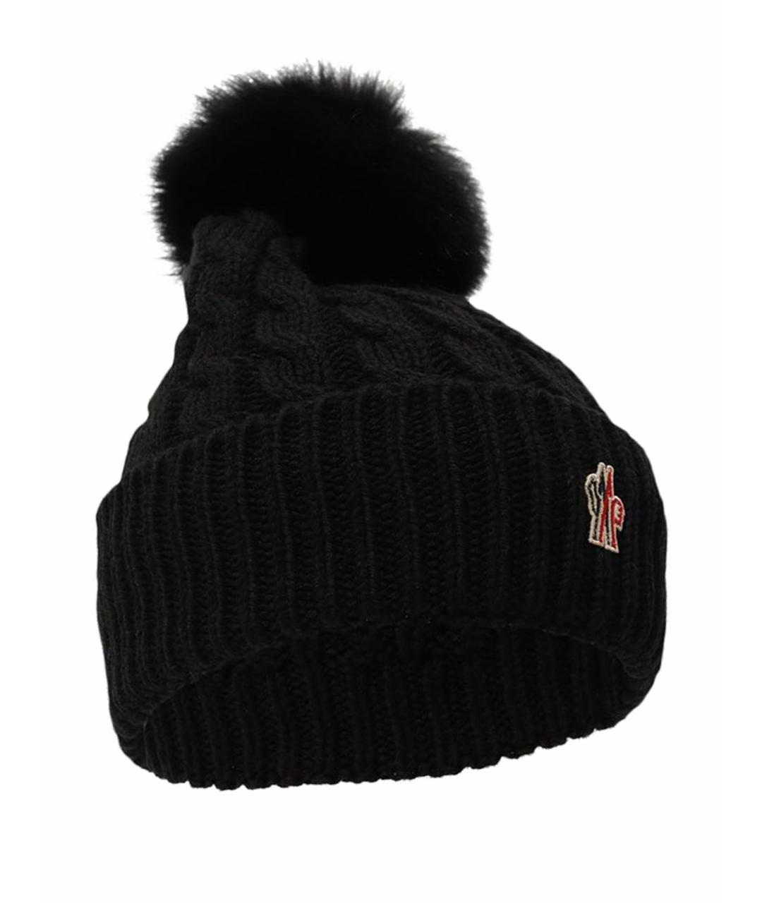 MONCLER Черная шерстяная шапка, фото 1