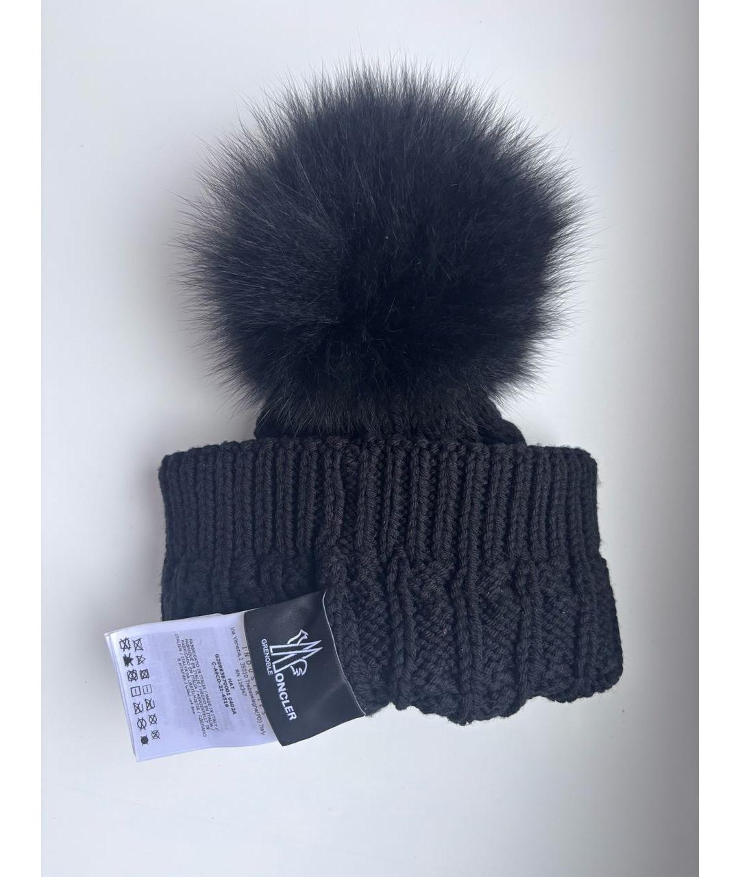 MONCLER Черная шерстяная шапка, фото 5