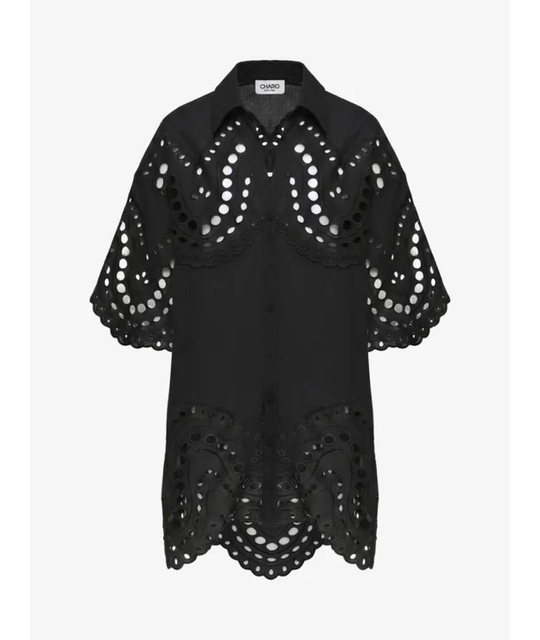 CHARO RUIZ Черное хлопковое повседневное платье, фото 1