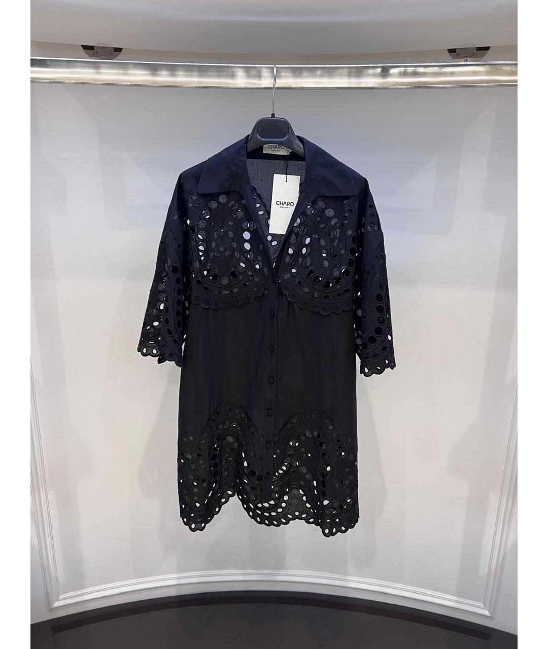 CHARO RUIZ Черное хлопковое повседневное платье, фото 3