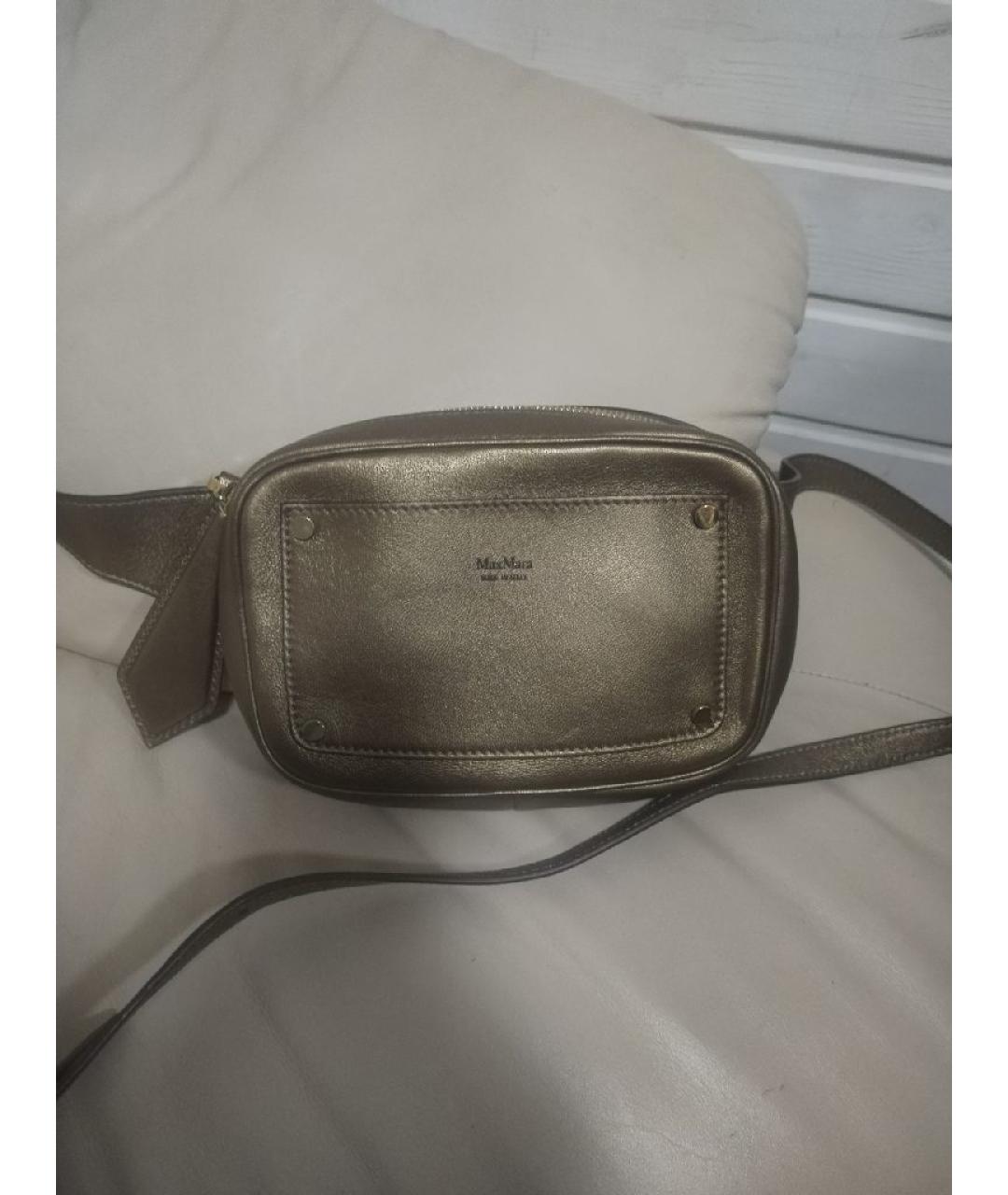 MAX MARA Золотая кожаная поясная сумка, фото 2