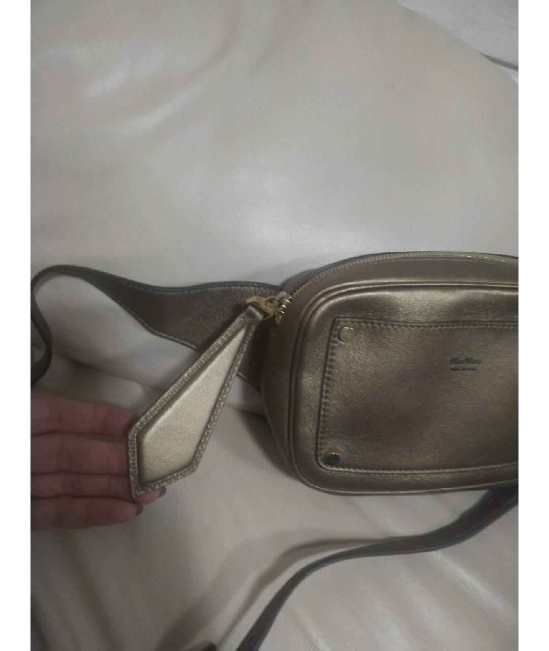 MAX MARA Золотая кожаная поясная сумка, фото 6