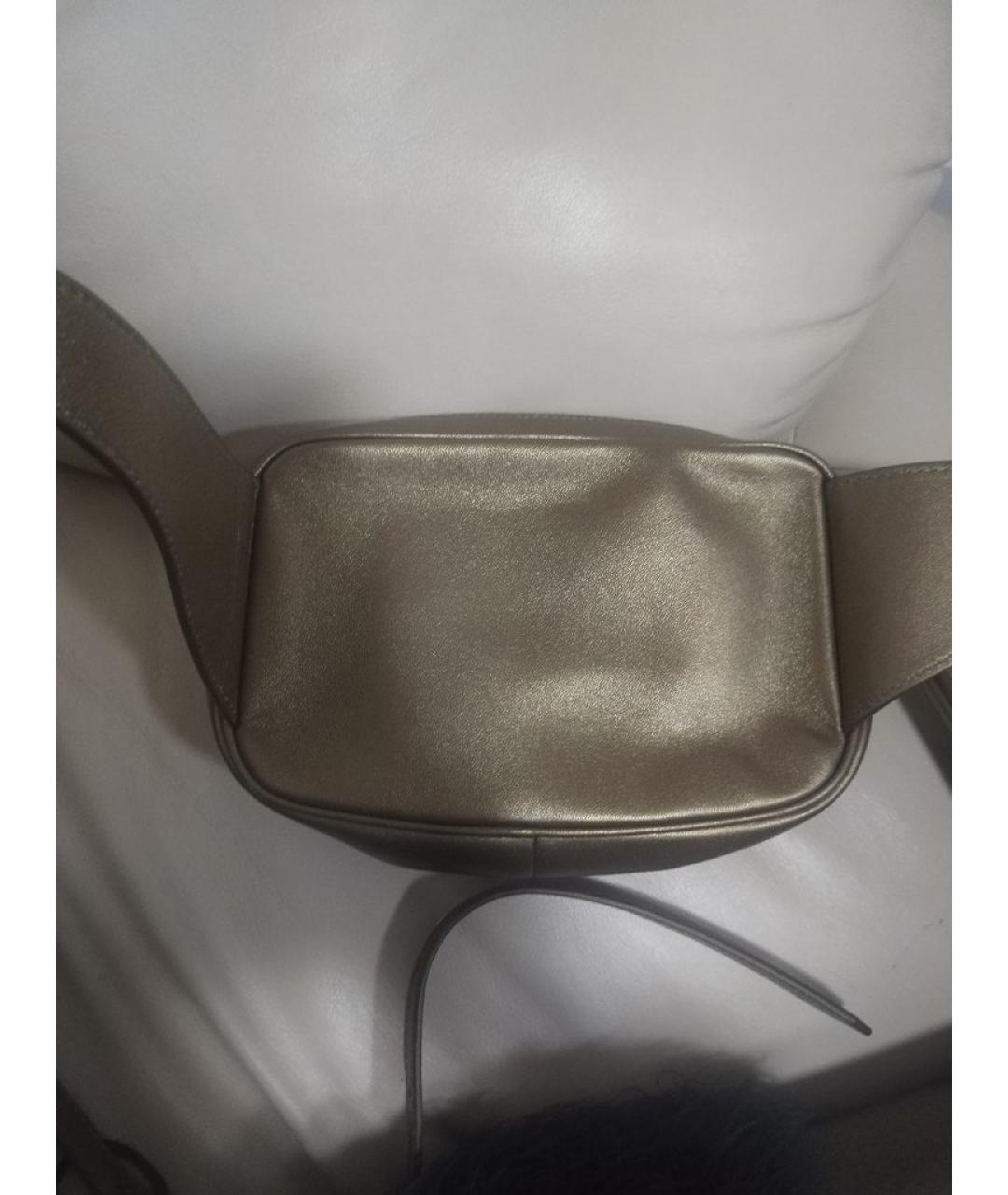 MAX MARA Золотая кожаная поясная сумка, фото 3