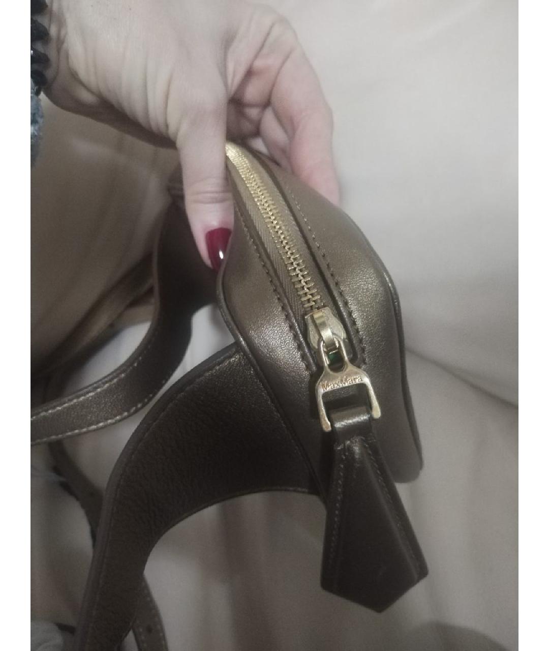 MAX MARA Золотая кожаная поясная сумка, фото 4
