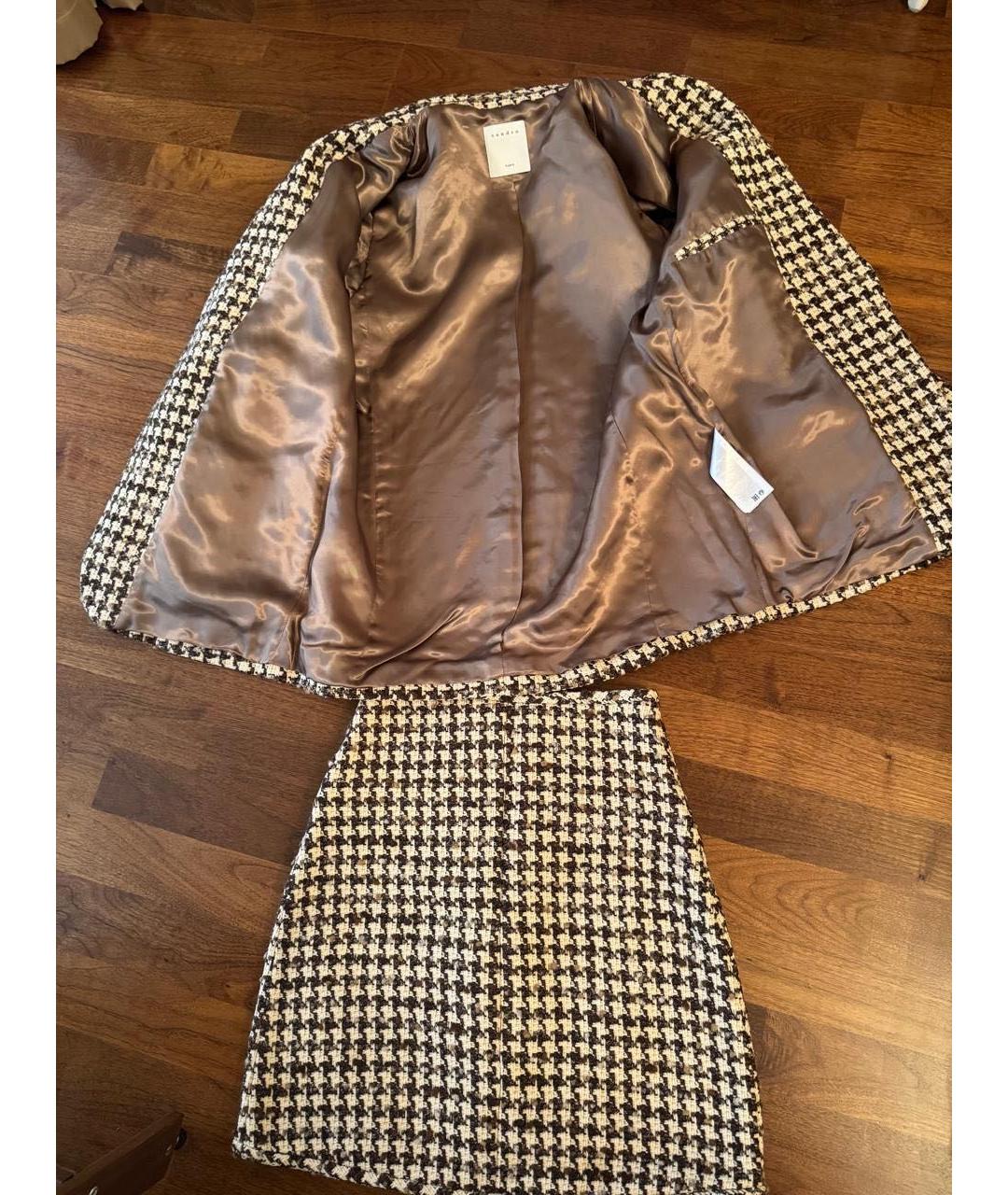 SANDRO Бежевый шерстяной костюм с юбками, фото 3