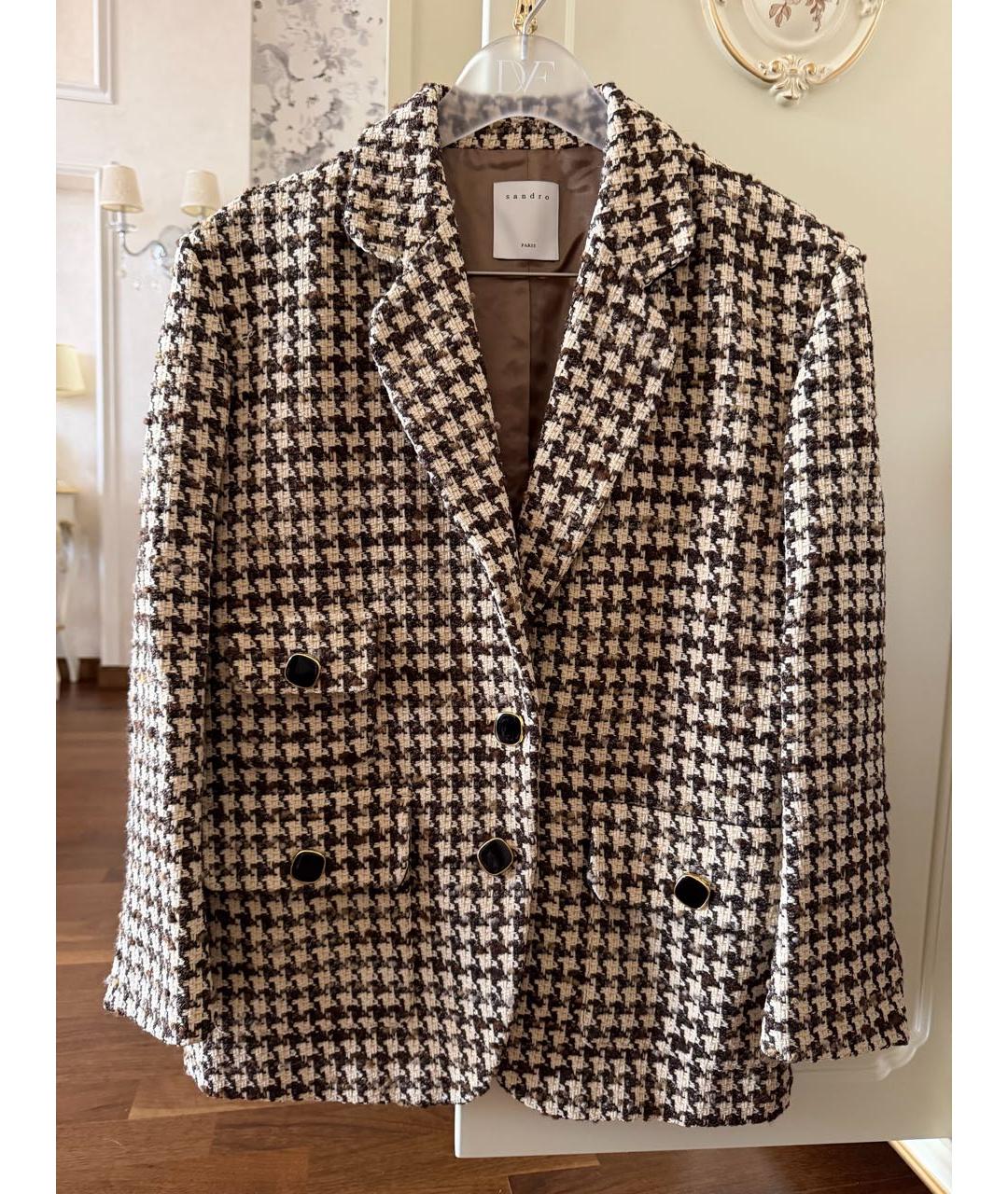 SANDRO Бежевый шерстяной костюм с юбками, фото 5