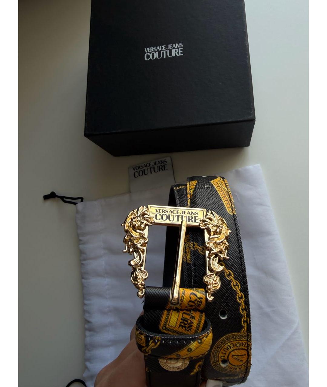 VERSACE JEANS COUTURE Черный ремень из искусственной кожи, фото 4