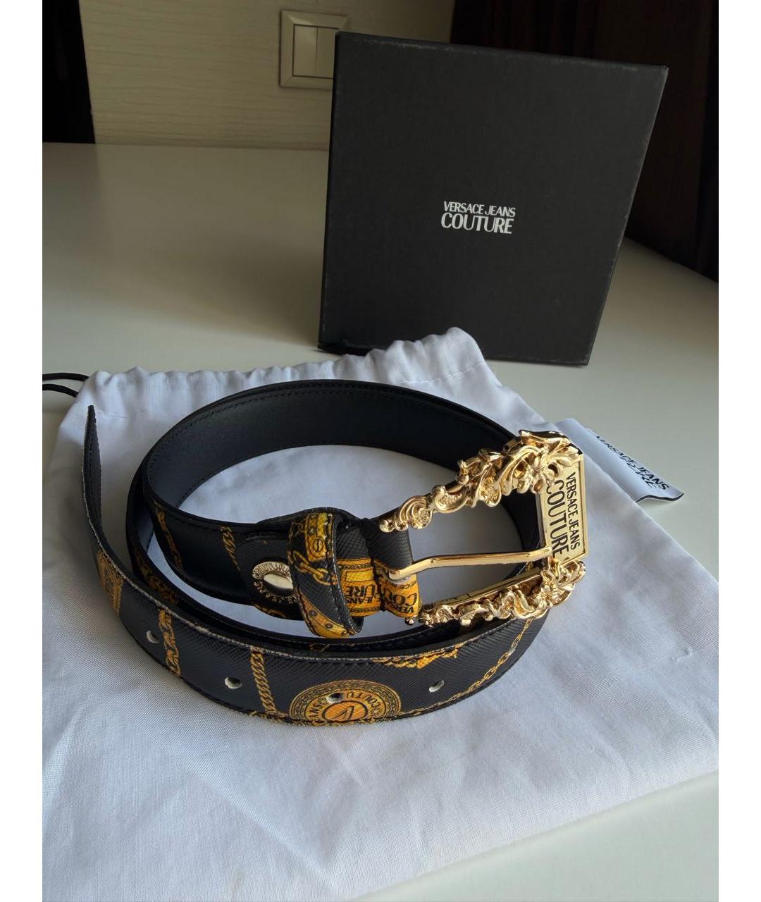 VERSACE JEANS COUTURE Черный ремень из искусственной кожи, фото 2