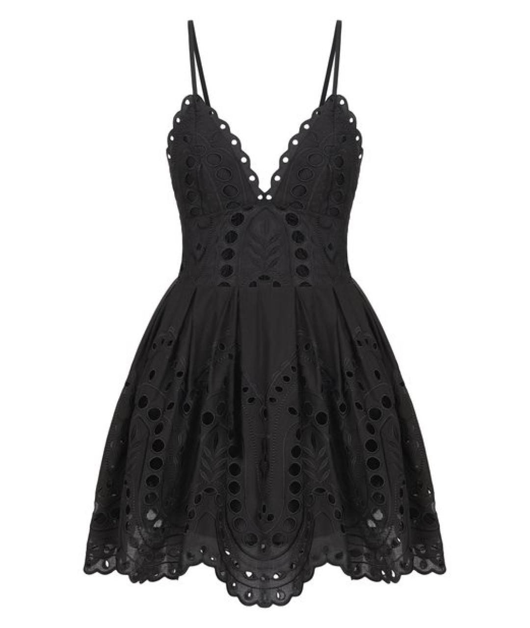 CHARO RUIZ Черное хлопковое повседневное платье, фото 1