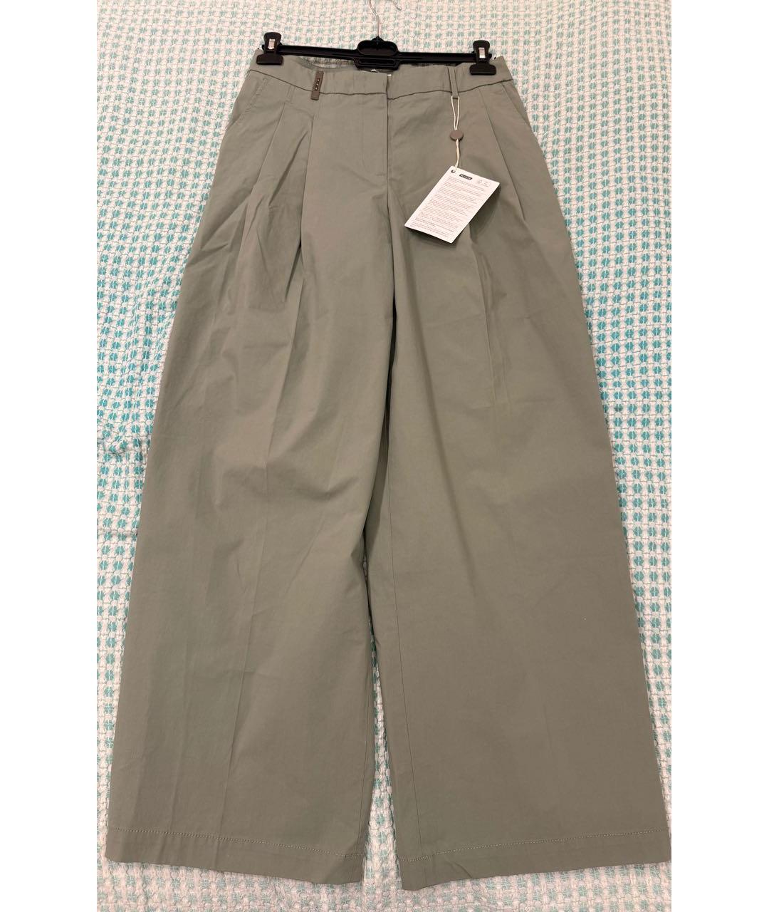 PESERICO Зеленые хлопко-эластановые брюки широкие, фото 2