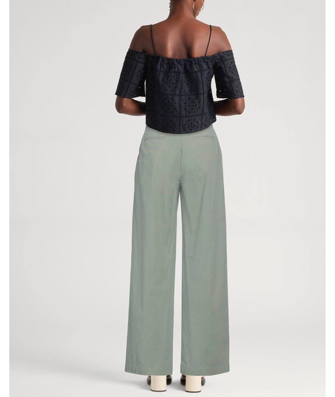 PESERICO Зеленые хлопко-эластановые брюки широкие, фото 8