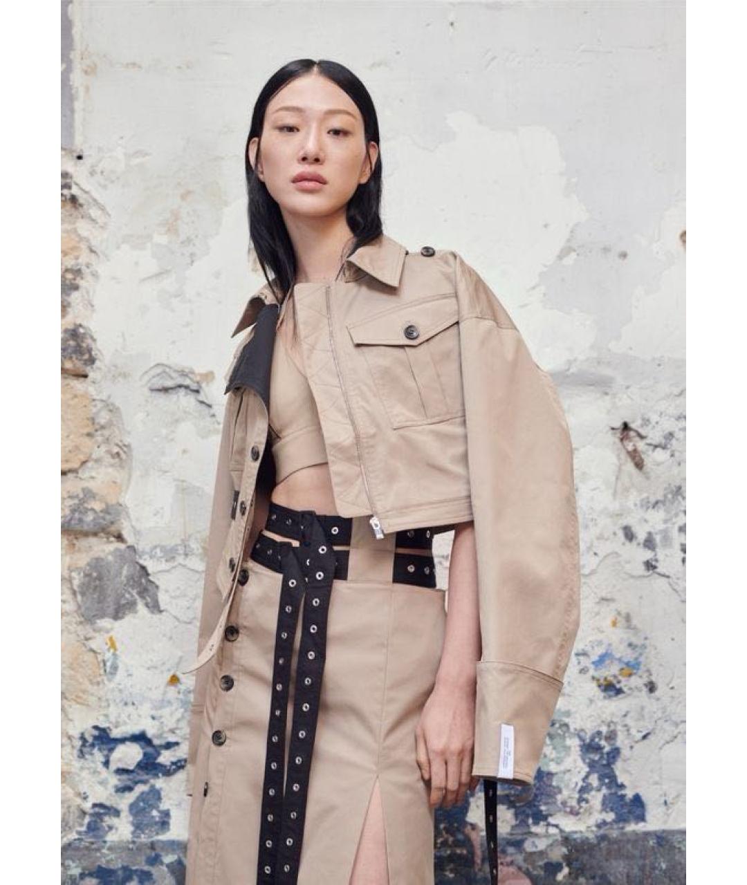 ROKH Бежевый хлопковый костюм с юбками, фото 5