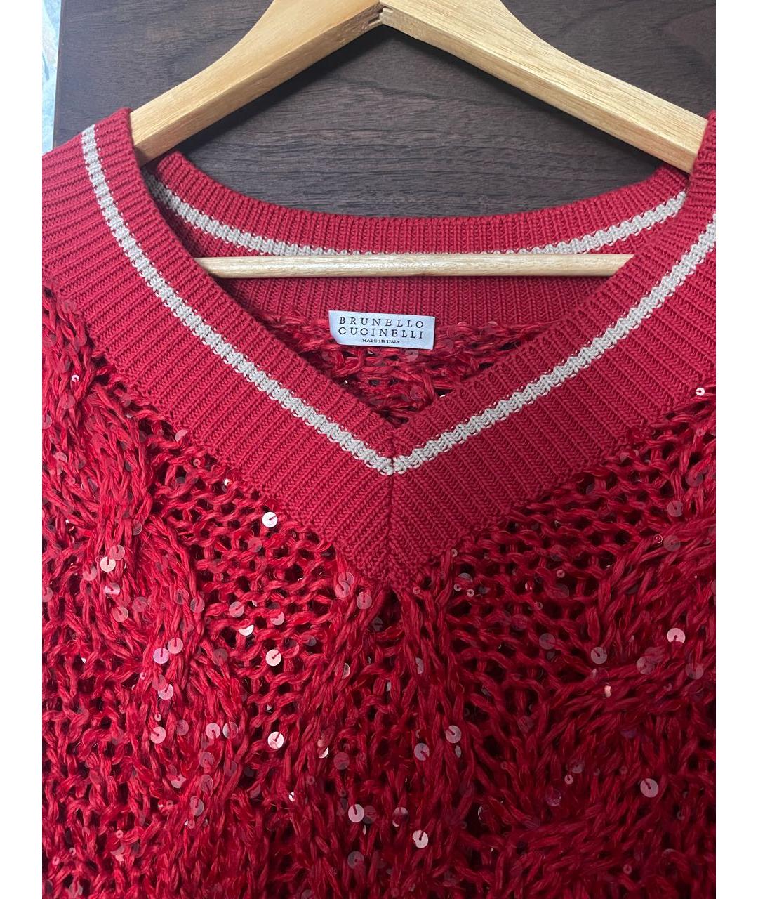 BRUNELLO CUCINELLI Красный льняной джемпер / свитер, фото 6