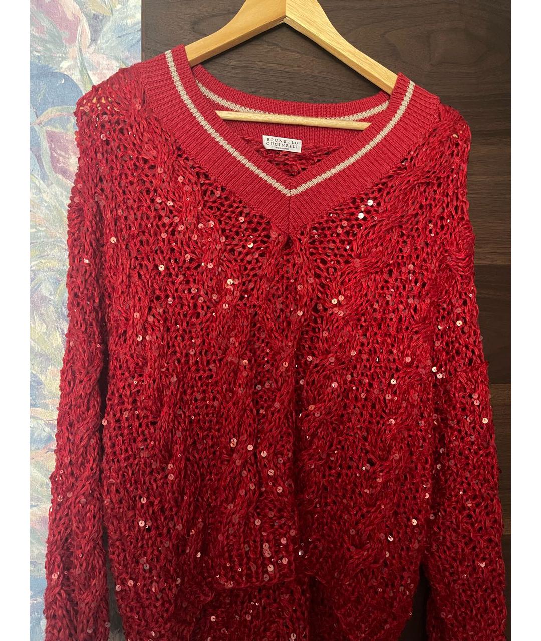 BRUNELLO CUCINELLI Красный льняной джемпер / свитер, фото 2