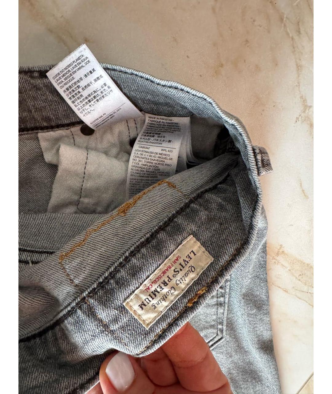 LEVI'S Антрацитовые хлопковые прямые джинсы, фото 5
