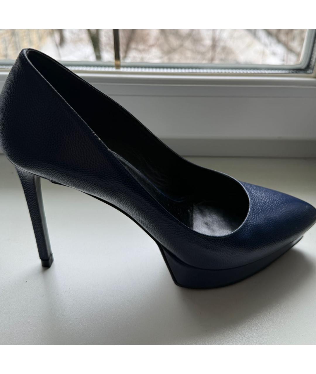 SAINT LAURENT Синие кожаные туфли, фото 6