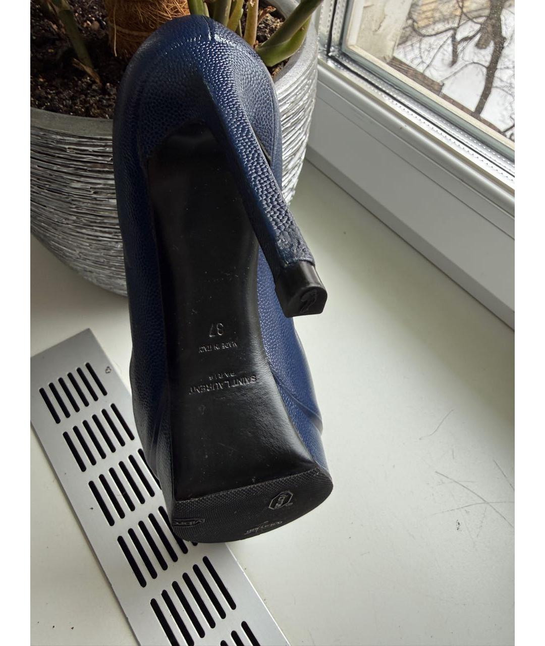 SAINT LAURENT Синие кожаные туфли, фото 5