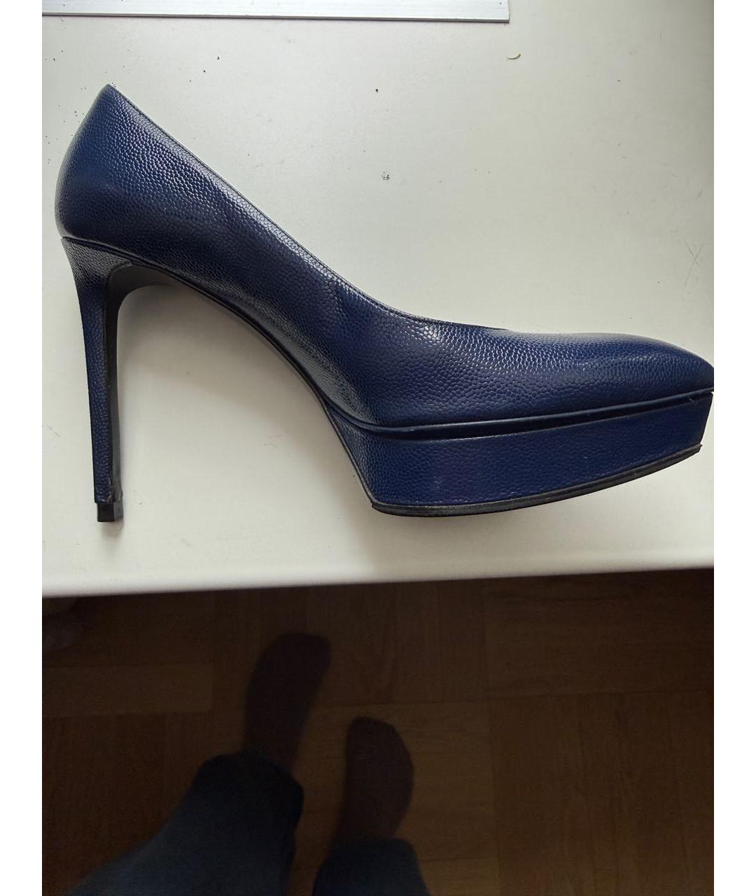 SAINT LAURENT Синие кожаные туфли, фото 7