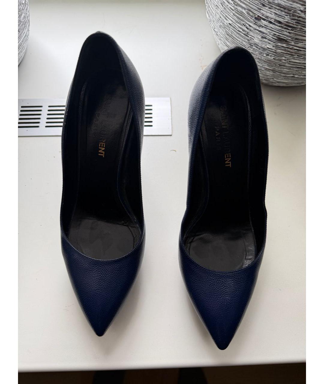 SAINT LAURENT Синие кожаные туфли, фото 2