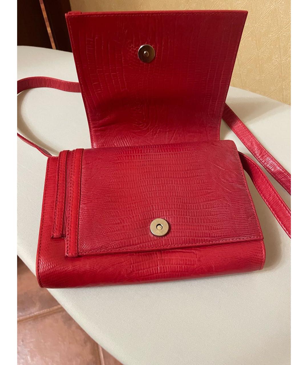 VERSACE Красная кожаная сумка через плечо, фото 2