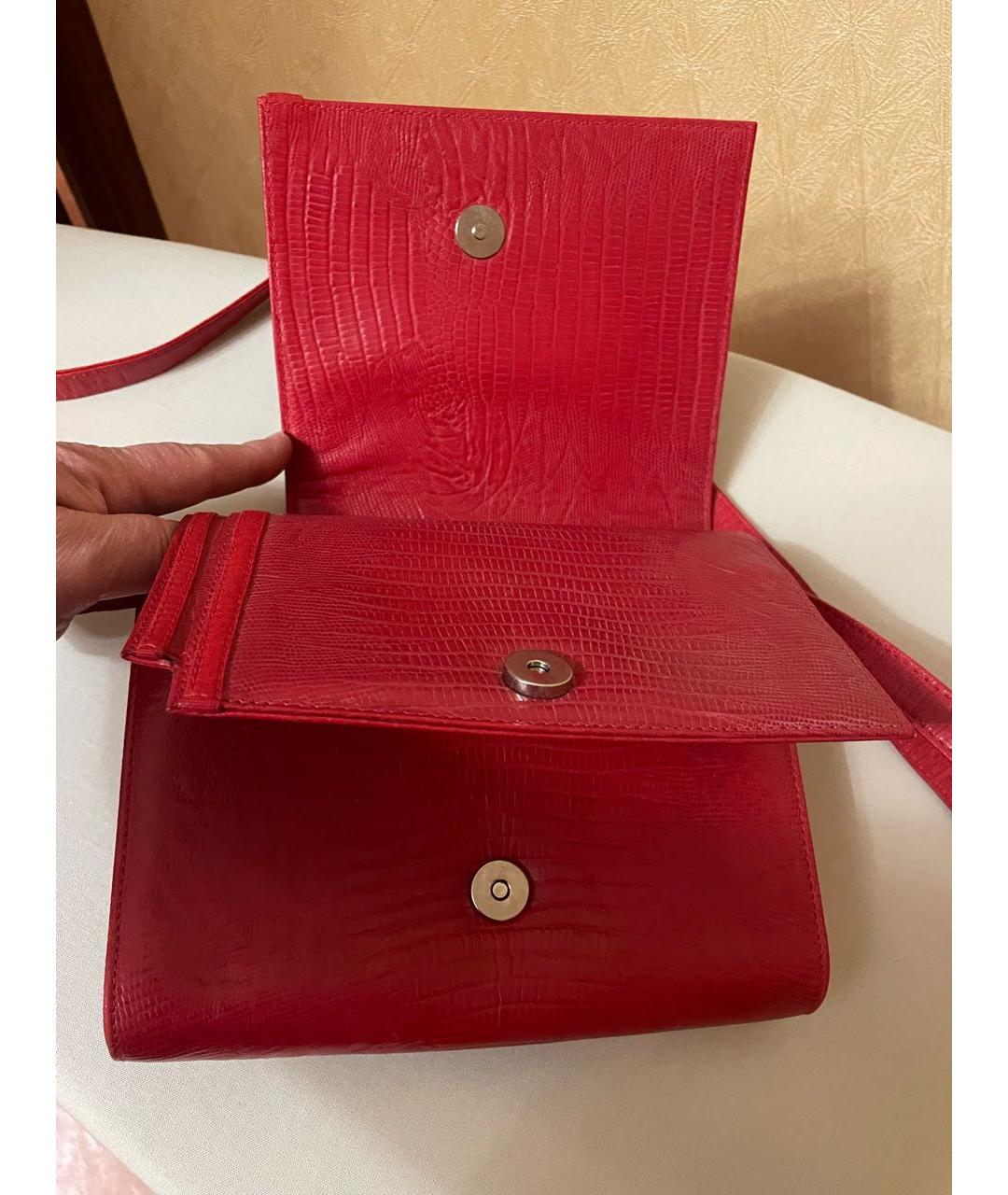 VERSACE Красная кожаная сумка через плечо, фото 3