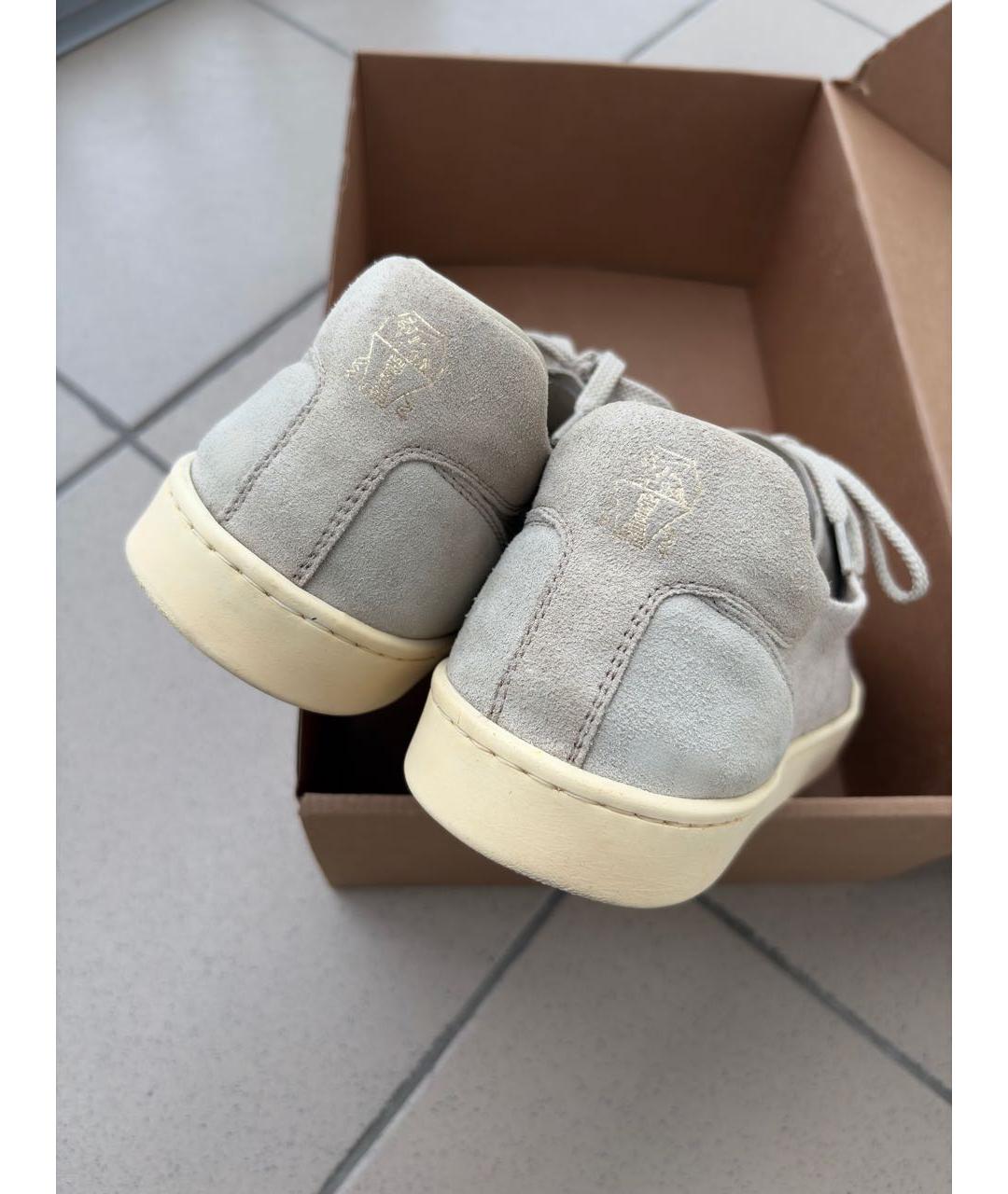 BRUNELLO CUCINELLI Бежевые замшевые низкие кроссовки / кеды, фото 4