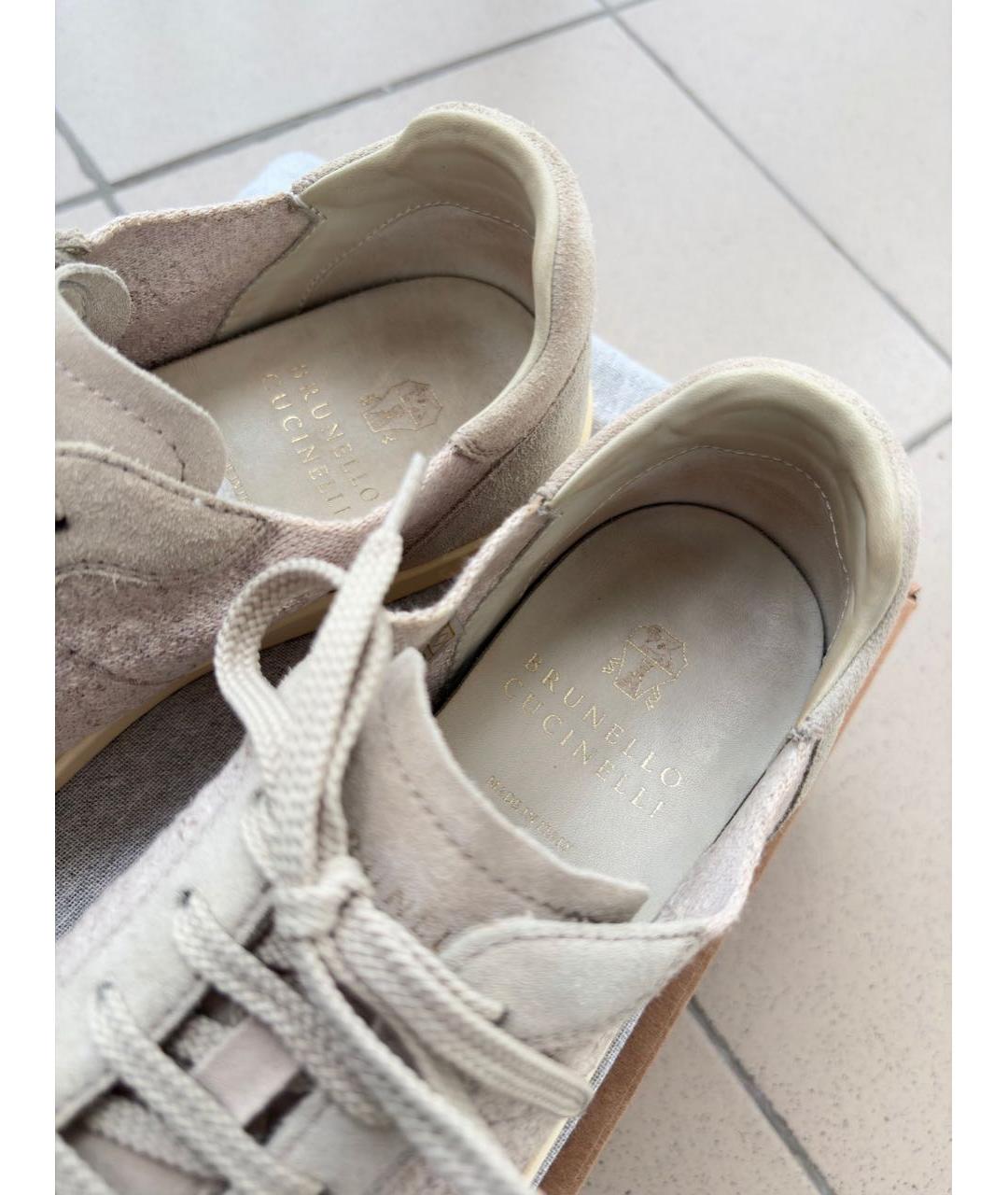 BRUNELLO CUCINELLI Бежевые замшевые низкие кроссовки / кеды, фото 8