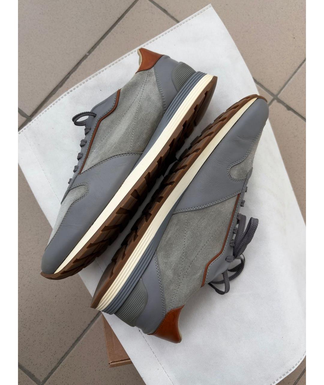 BRUNELLO CUCINELLI Серые замшевые низкие кроссовки / кеды, фото 7